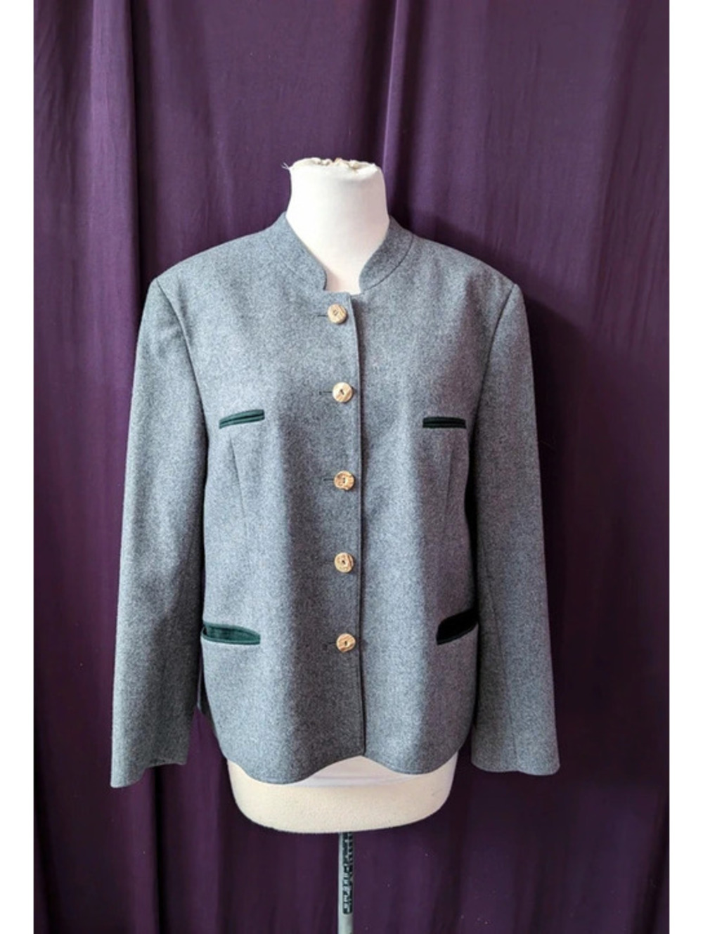 Vintage 90s Alpine Gray Wool Festival Coat Octoberfest XL